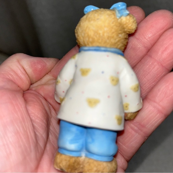 Cherished Teddies 3.5" Helping Others" vtg Enesco 2000 Blue bear ceramic Paula - Picture 3 of 9